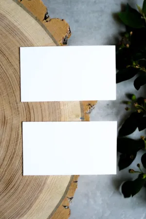 Blank Business Cards On Wood