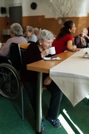 Senior Citizens In A Dining Hall