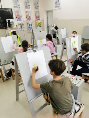 Children Painting In Art Class