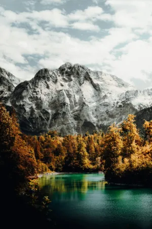 Mountain Lake In Autumn