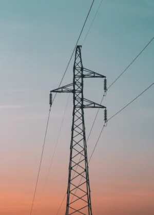 Electricity Pylon At Sunset
