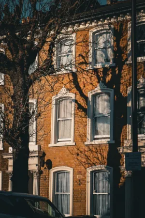 Sunlit Brick Building