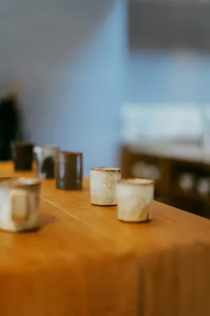 Ceramic Mugs On A Counter
