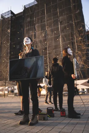 Protestors With Anonymous Masks