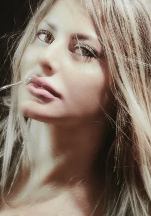 Blond Woman With Lipstick