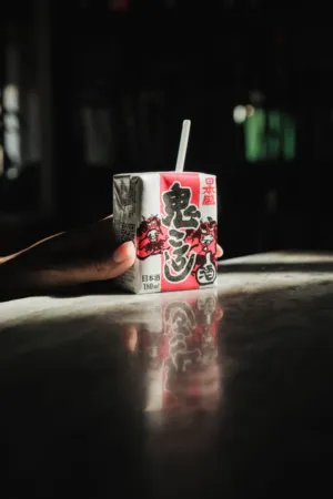 Hand Holding Japanese Sake Carton