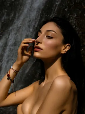 Nude Model By Waterfall