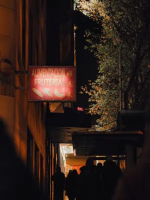 Nighttime Cityscape With Signage