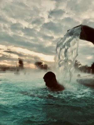 Hot Spring At Sunset