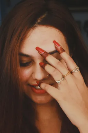 Red Nails And Rings