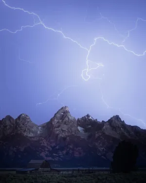 Lightning Over Mountains