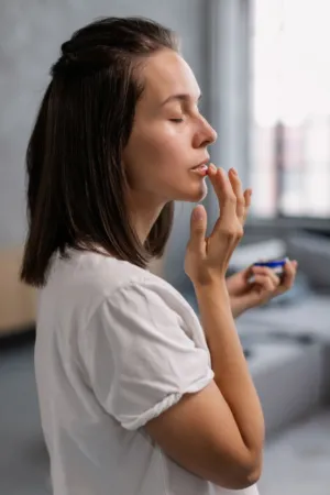 Applying Lip Balm