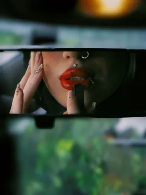 Red Lipstick Reflection