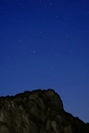 Starry Night Sky Over Mountain