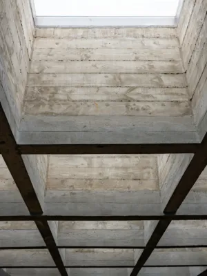 Concrete Ceiling With Wooden Beams