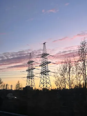 Electric Pylons At Sunset