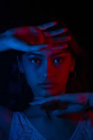 Blue And Red Light Portrait