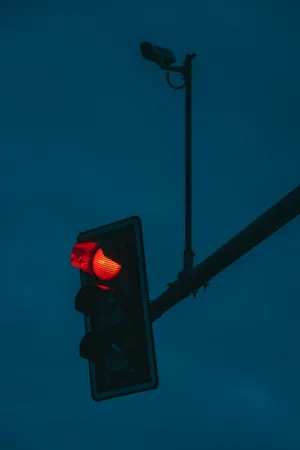 Red Traffic Light At Night