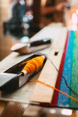 Colorful Thread On A Loom