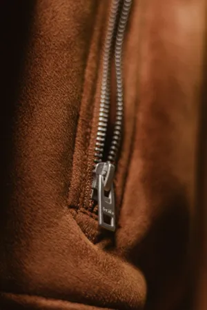Brown Suede Jacket Zipper