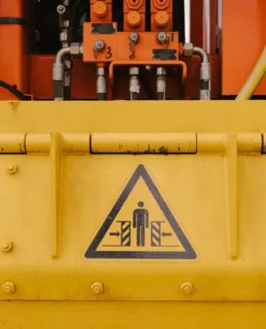 Safety Warning Sign On Construction Equipment