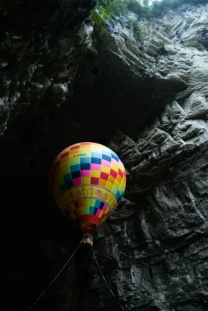 Hot Air Balloon In A Cave