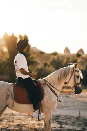 Man Riding Horse In Sunset