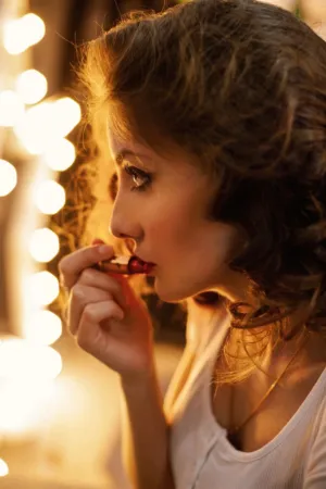 Elegant Woman With Red Lipstick