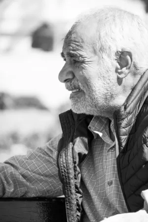 Senior Man In Black And White