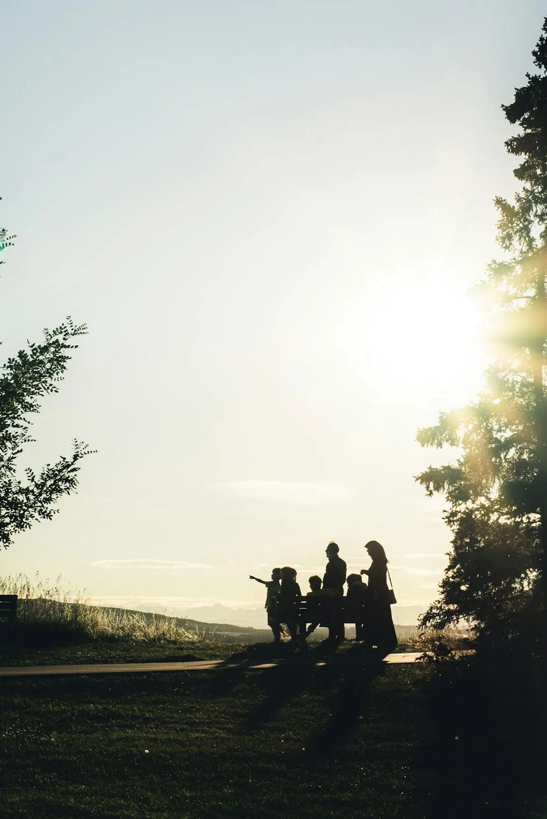 Family Silhouette At Sunset
