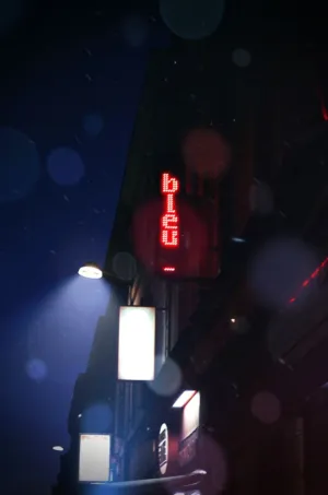 Night Cityscape With Neon Sign
