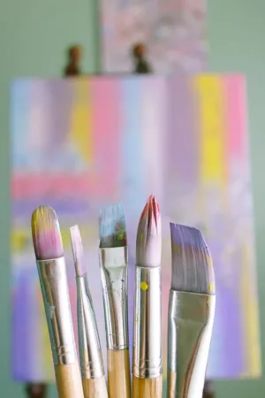 Paint Brushes And Canvas
