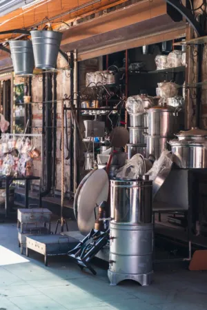 Market Stall With Cooking Equipment