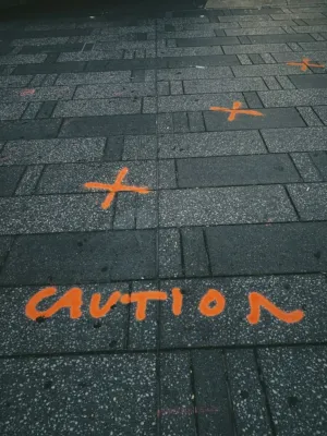 Caution Markings On Pavement