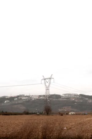 Electric Tower In Rural Landscape