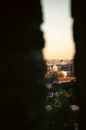 Prague Cityscape At Sunset