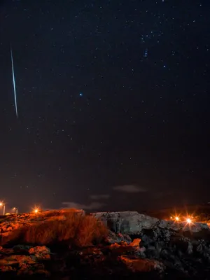 Starry Night Sky With Meteor