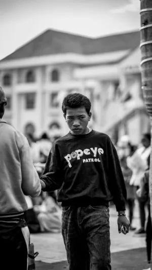 Young Man In Popeye Patrol Sweatshirt