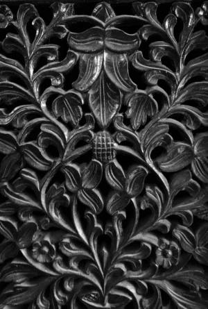 Black And White Floral Carving