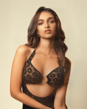 Black Floral Bra Top