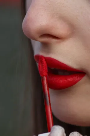 Red Lipstick Application