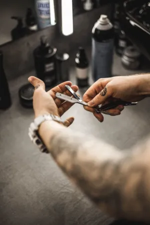 Barber'S Hands With Straight Razor
