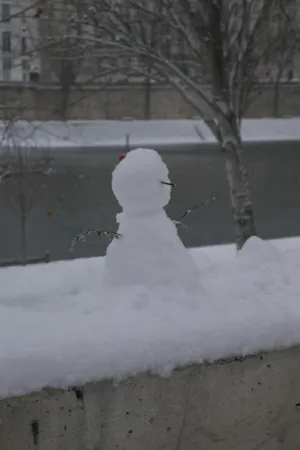 Snowman In Winter Landscape