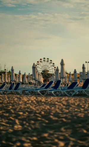 Beach Scene With Ferris Wheel