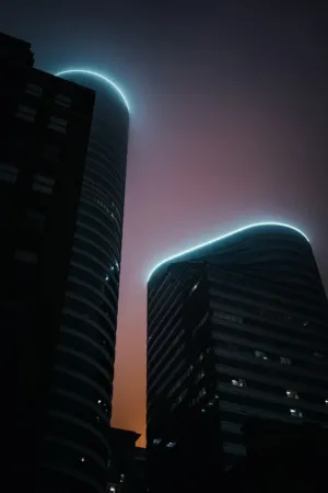 Illuminated Skyscrapers At Dusk