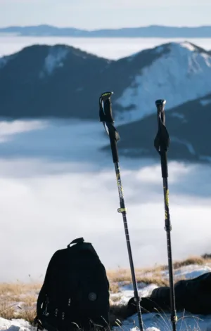 Hiking Gear On A Mountain Peak