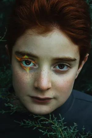 Redhead With Rainbow Eye Makeup