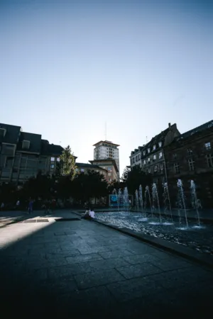 City Square With Fountains
