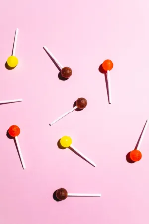 Colorful Lollipops On Pink Background