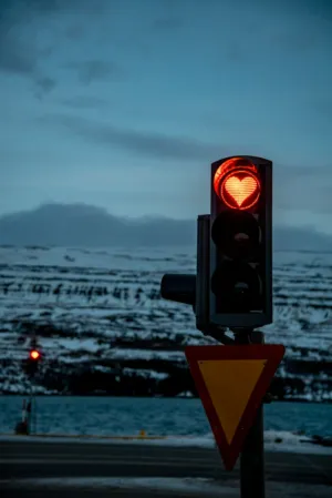 Heart-Shaped Traffic Light